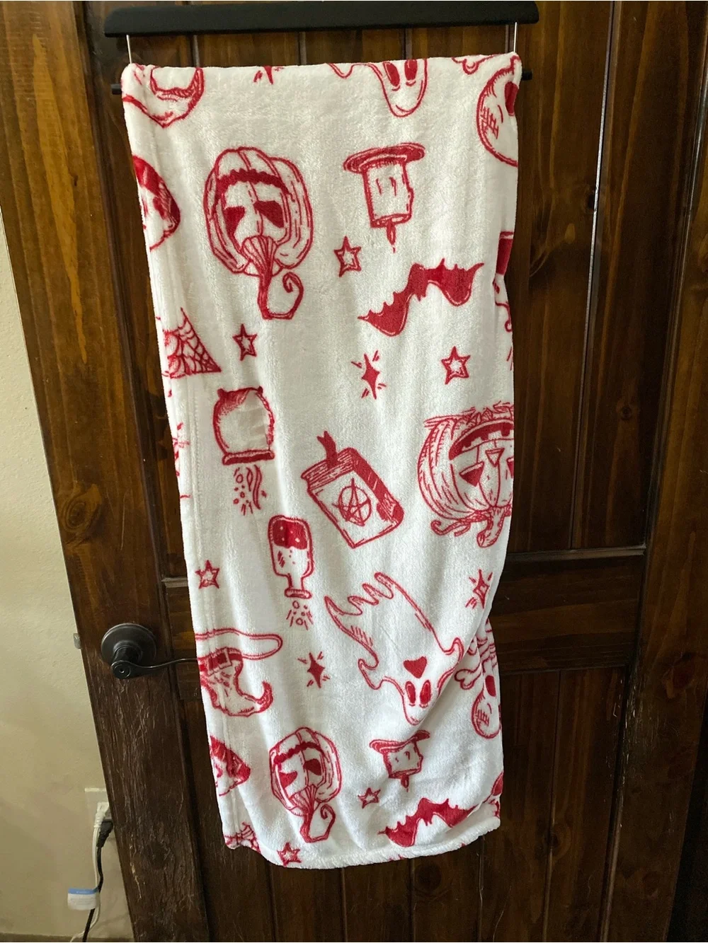 Betsey Johnson White and Red Halloween Plush Throw